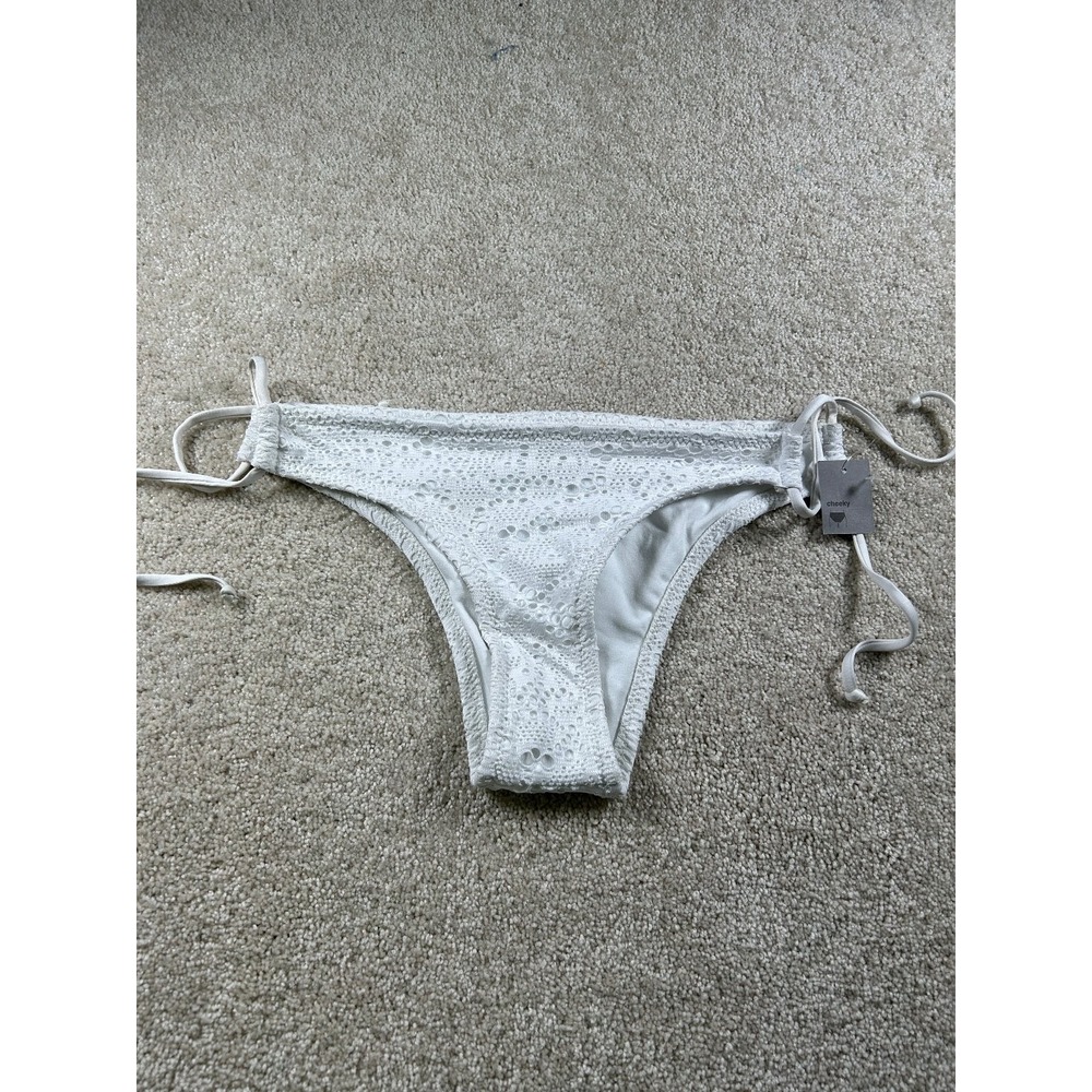Missimo Cheeky Women's Swim Bottom White Small Lace Cheeky Bikini